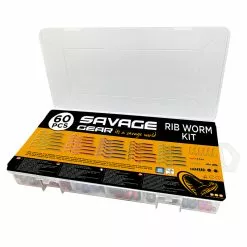 Savage Gear Rib Worm Kit One Size Mix Colors 60pcs -Perhokelat & Lisäkelat myymälä 74015 5